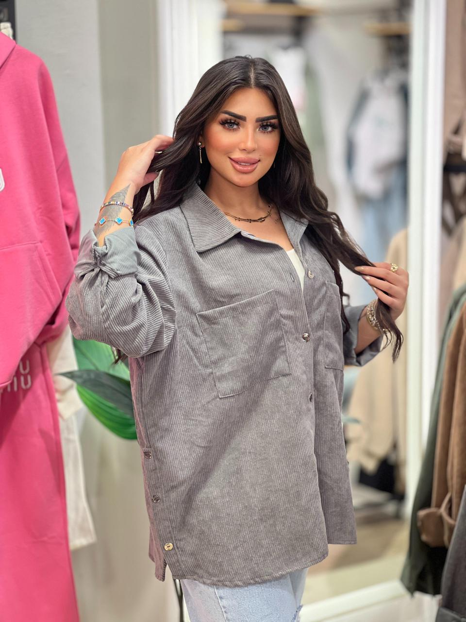 "Side-Button Detail Shirt"