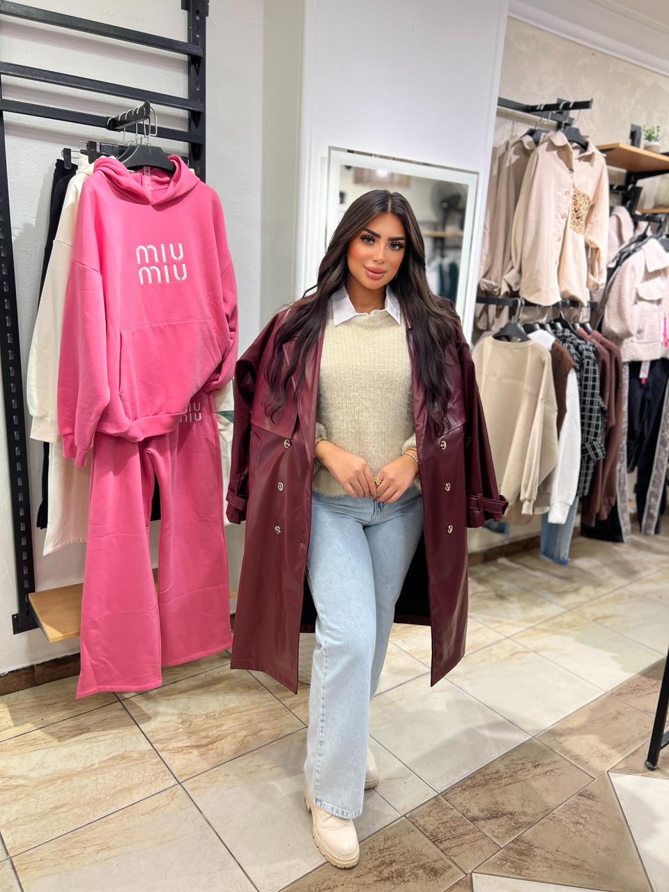 Leather trench coat