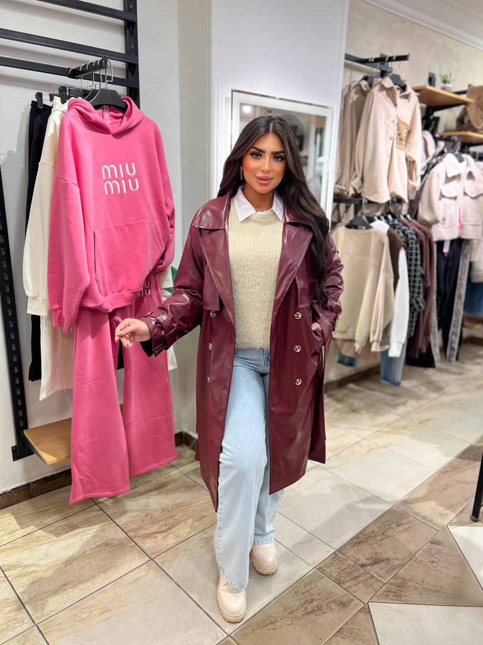 Leather trench coat