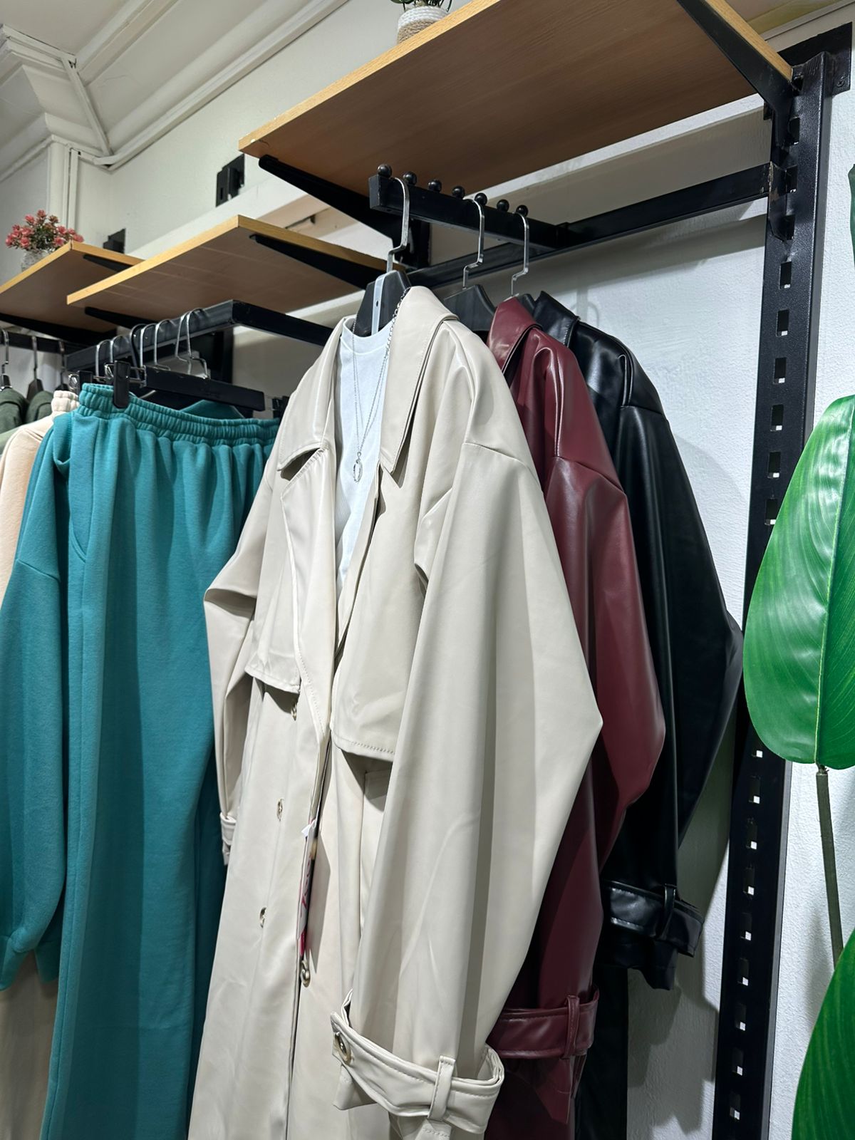 Leather trench coat