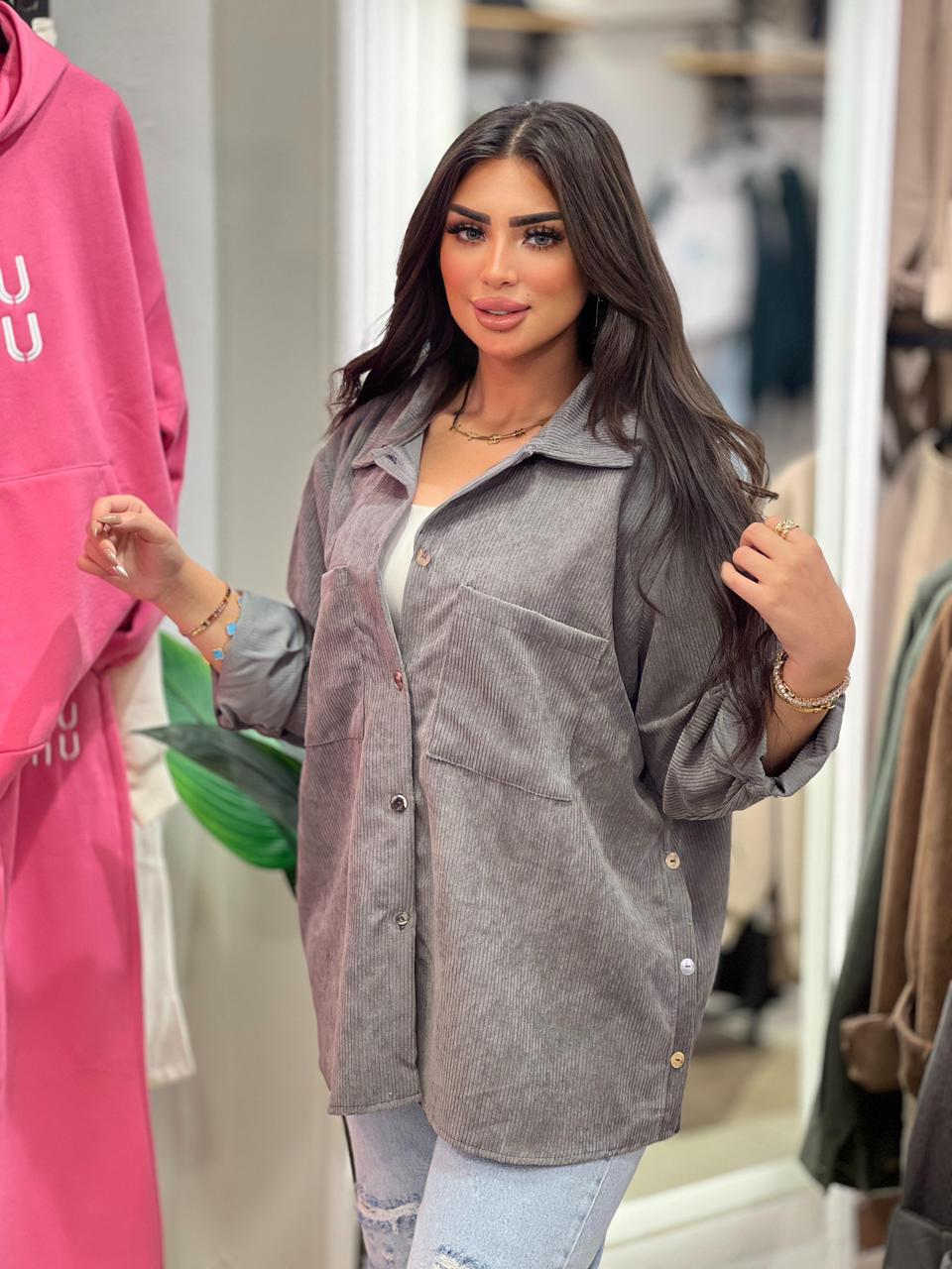 "Side-Button Detail Shirt"