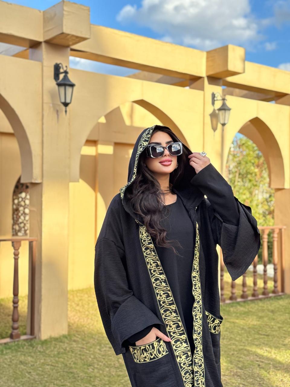 BLACK CALLIGRAPHY KAFTAN