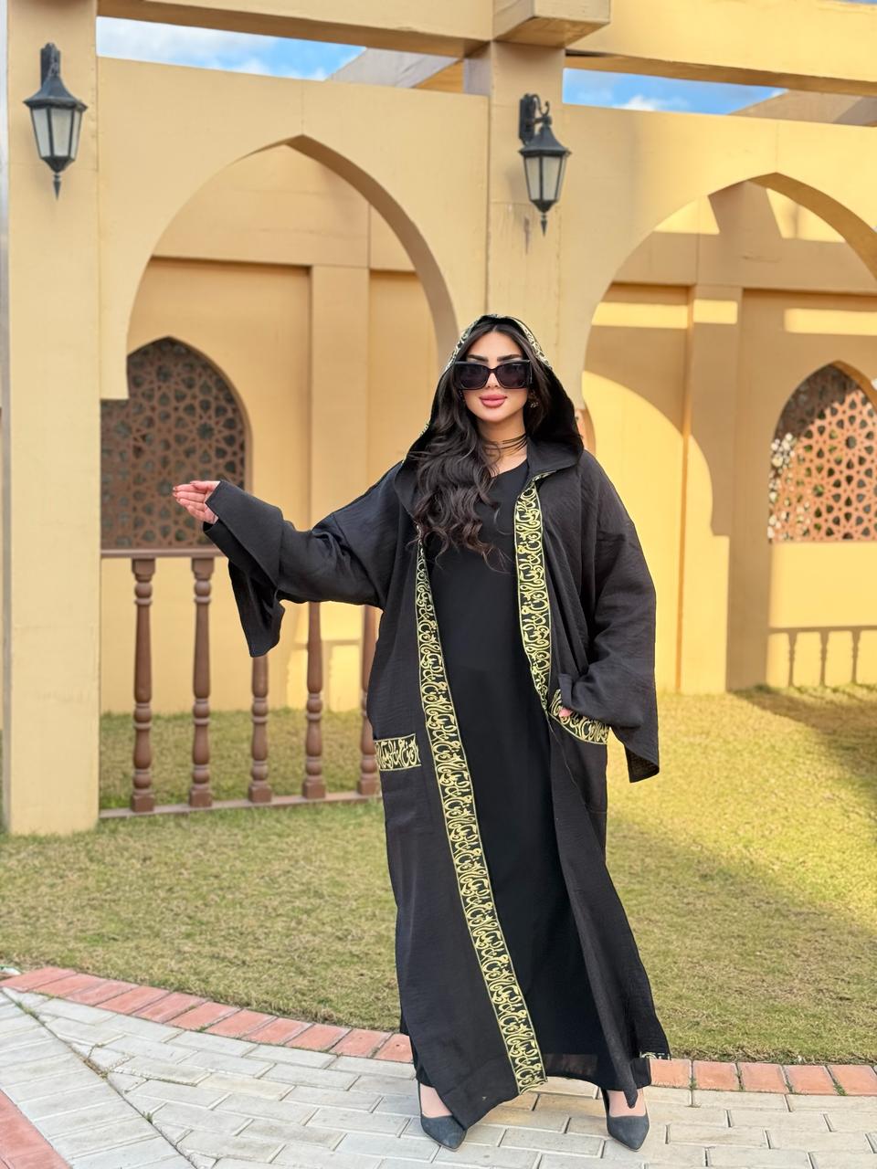 BLACK CALLIGRAPHY KAFTAN