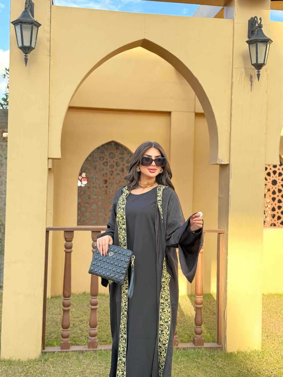 BLACK CALLIGRAPHY KAFTAN