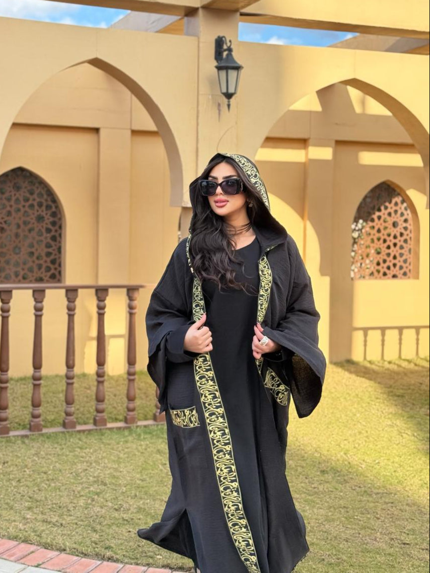 BLACK CALLIGRAPHY KAFTAN